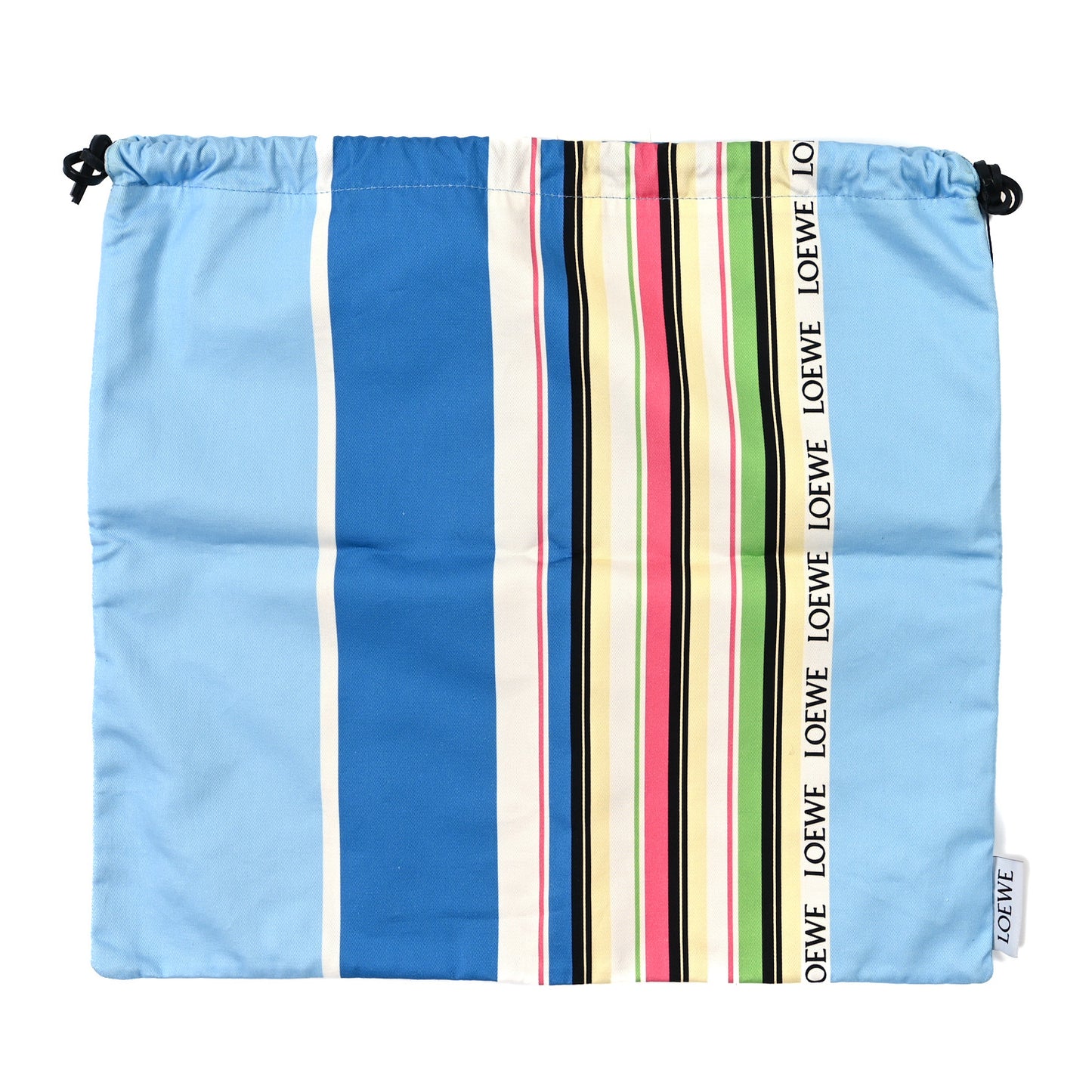 Canvas Striped Large Drawstring Pouch Blue Multicolor