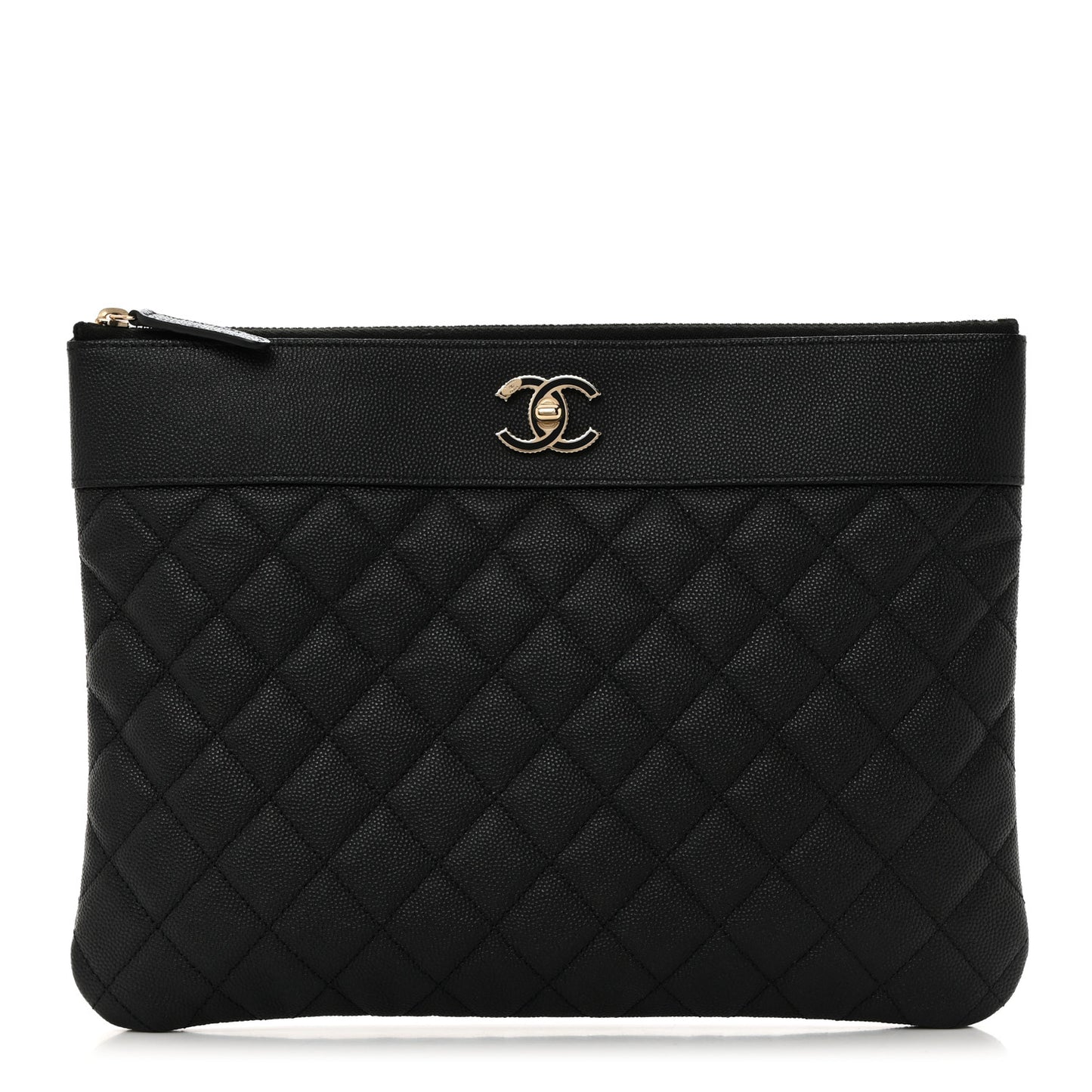 Caviar Quilted Medium Vintage Mademoiselle Cosmetic Case Black