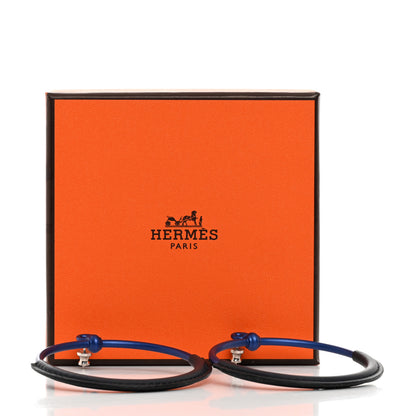 Hermes Aluminum Palladium Plated Swift Loop Earrings Bleu Black 6 of 6