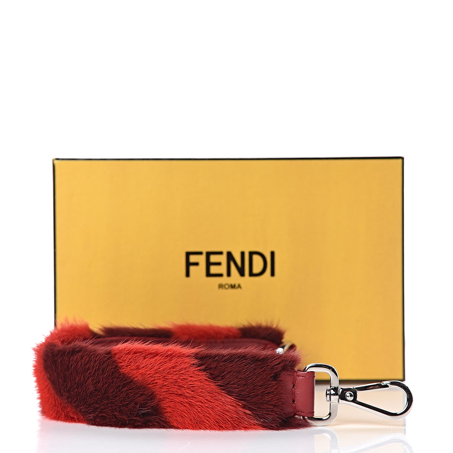 Fendi Vitello Dolce Mink Fur Pequin Mini Strap You Scarlet Cosmo Fragola 7 of 7