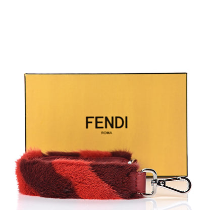 Fendi Vitello Dolce Mink Fur Pequin Mini Strap You Scarlet Cosmo Fragola 7 of 7