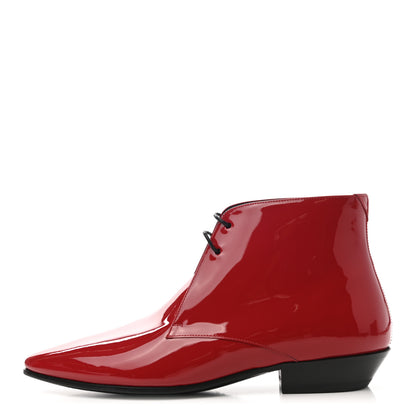 Saint Laurent Patent Calfskin Joan Ankle Boots 38 Red 1 of 11