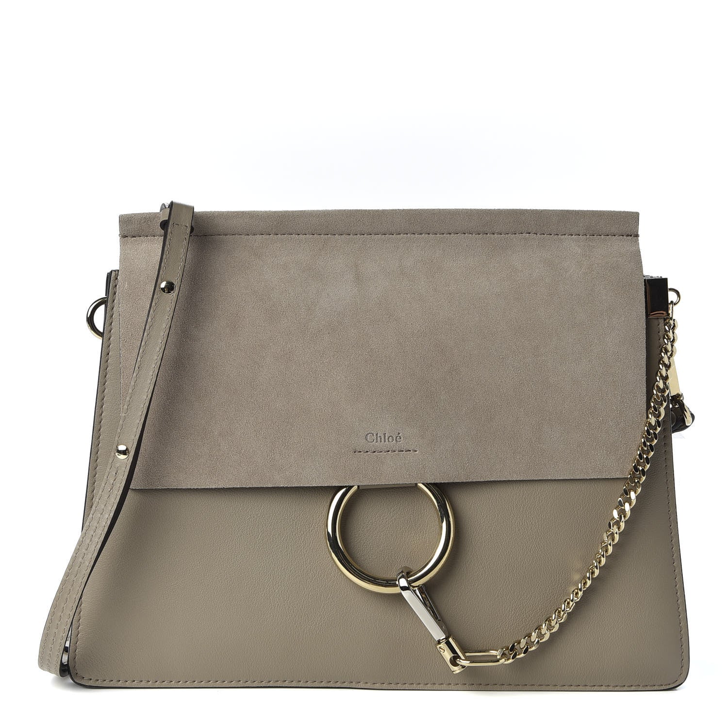 Chloe Calfskin Suede Medium Faye Shoulder Bag Motty Grey 1 of 8