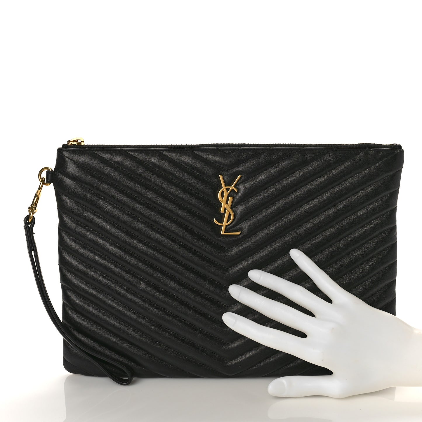 Calfskin Matelasse Monogram Cassandre Tablet Pouch Black