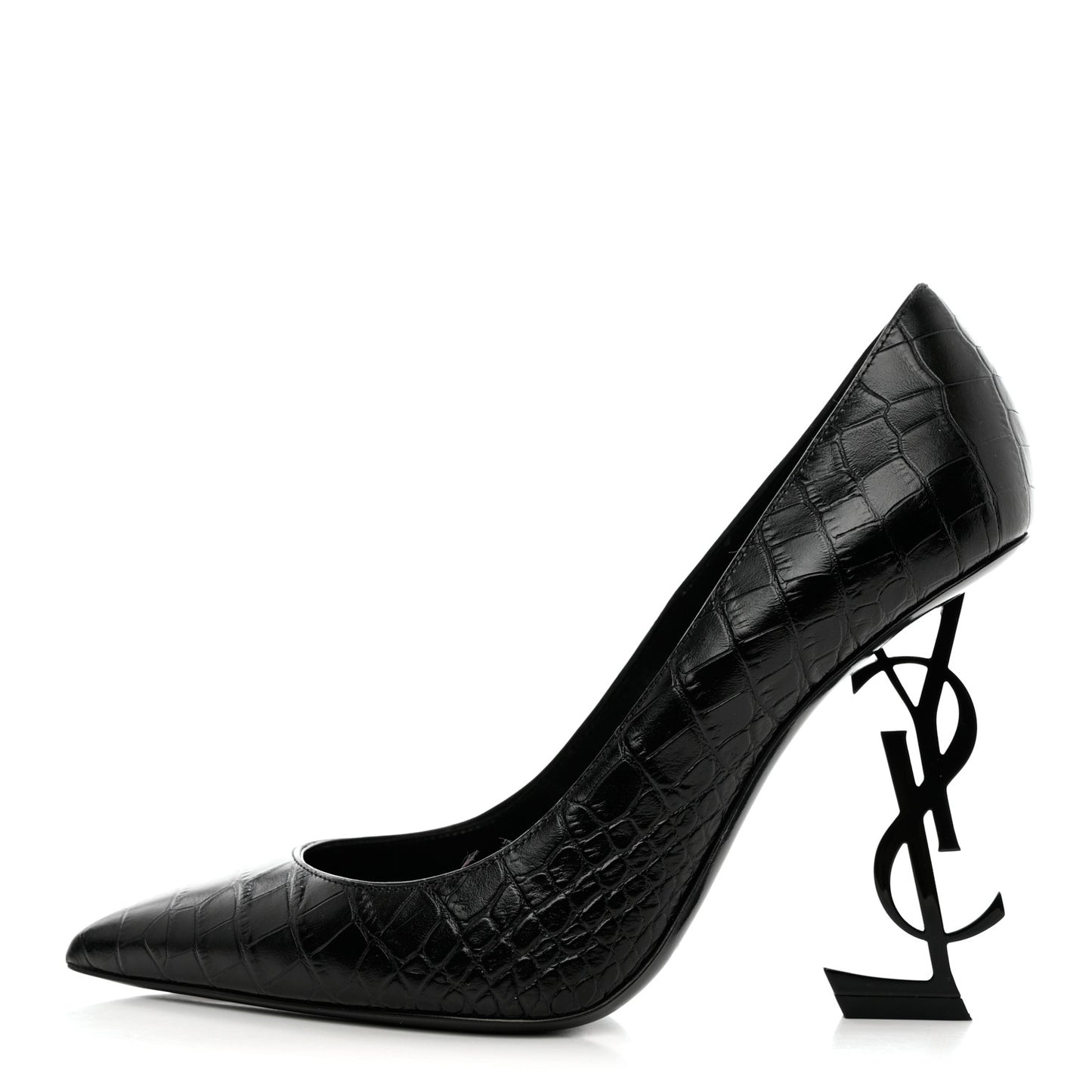 Calfskin Crocodile Embossed Opyum 110 Pumps 38 Black