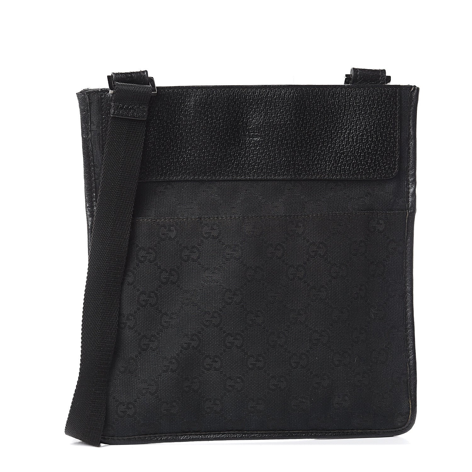 Gucci GG Monogram Messenger Crossbody Bag Black 1 of 8