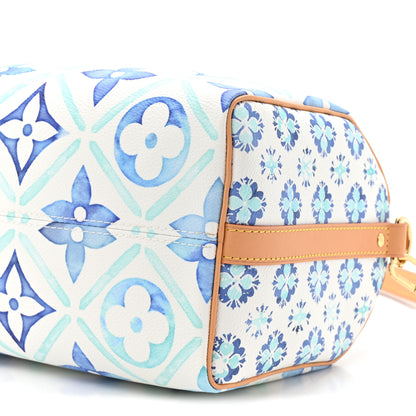 Louis Vuitton Monogram Tiles By The Pool Speedy Bandouliere 25 Lagoon Blue 8 of 9