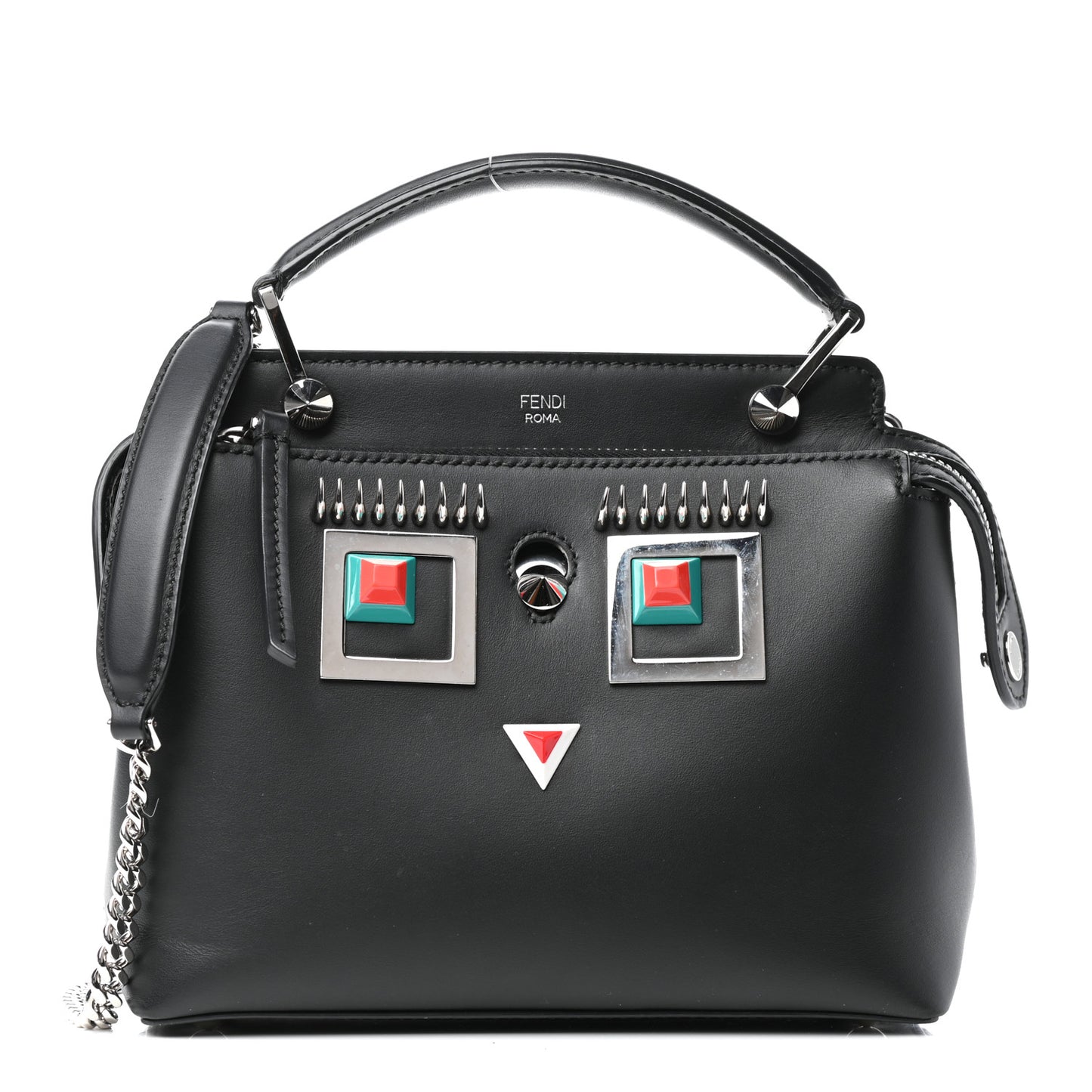 Vitello Baltico Hypnoteyes Studded Small Dotcom Click Chain Satchel Black