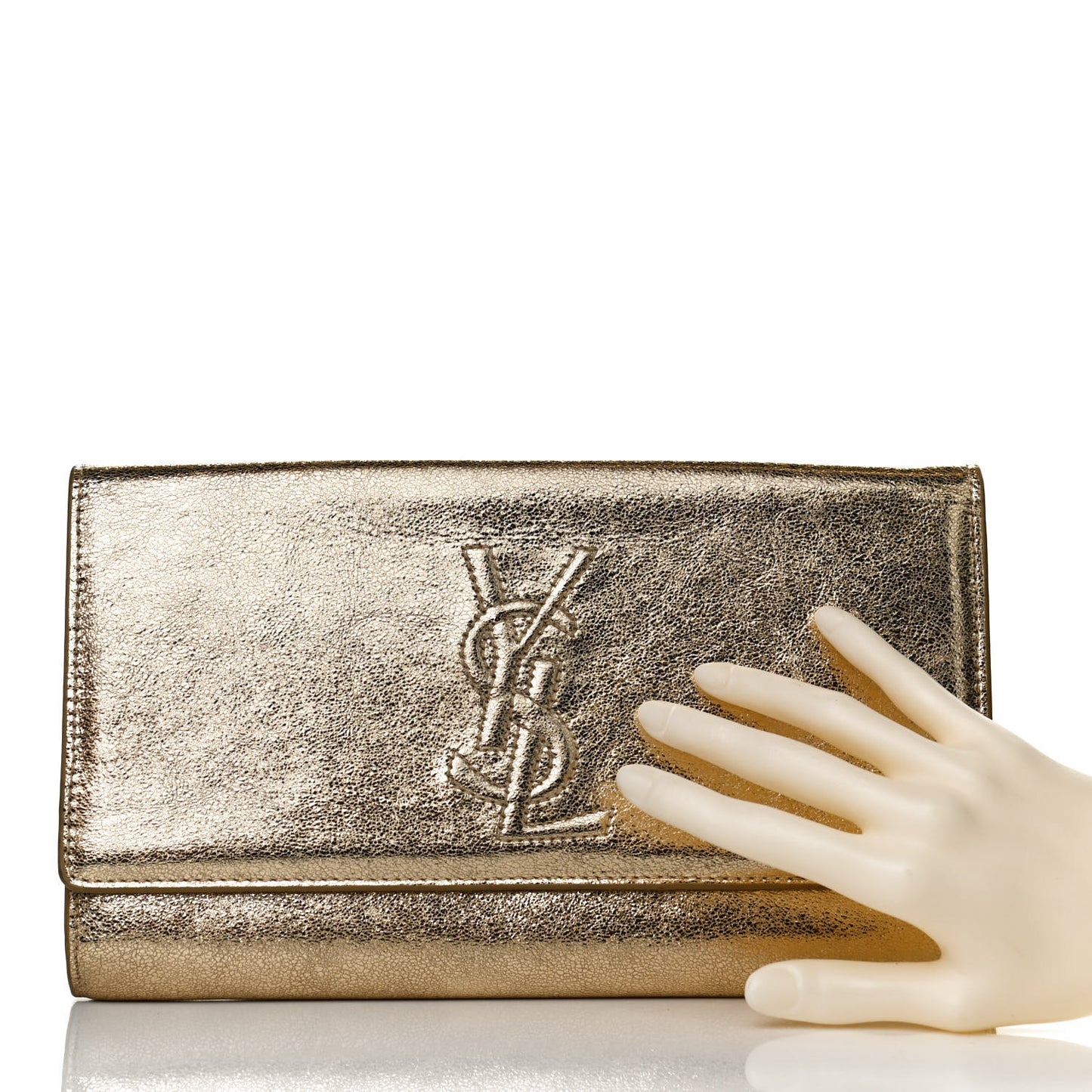 Metallic Calfskin Monogram Large Belle De Jour Clutch Gold