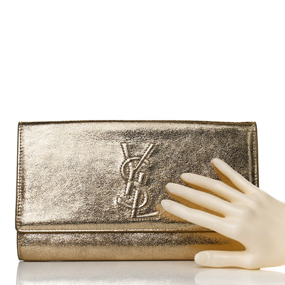 Saint Laurent Metallic Calfskin Monogram Large Belle De Jour Clutch Gold 2 of 8