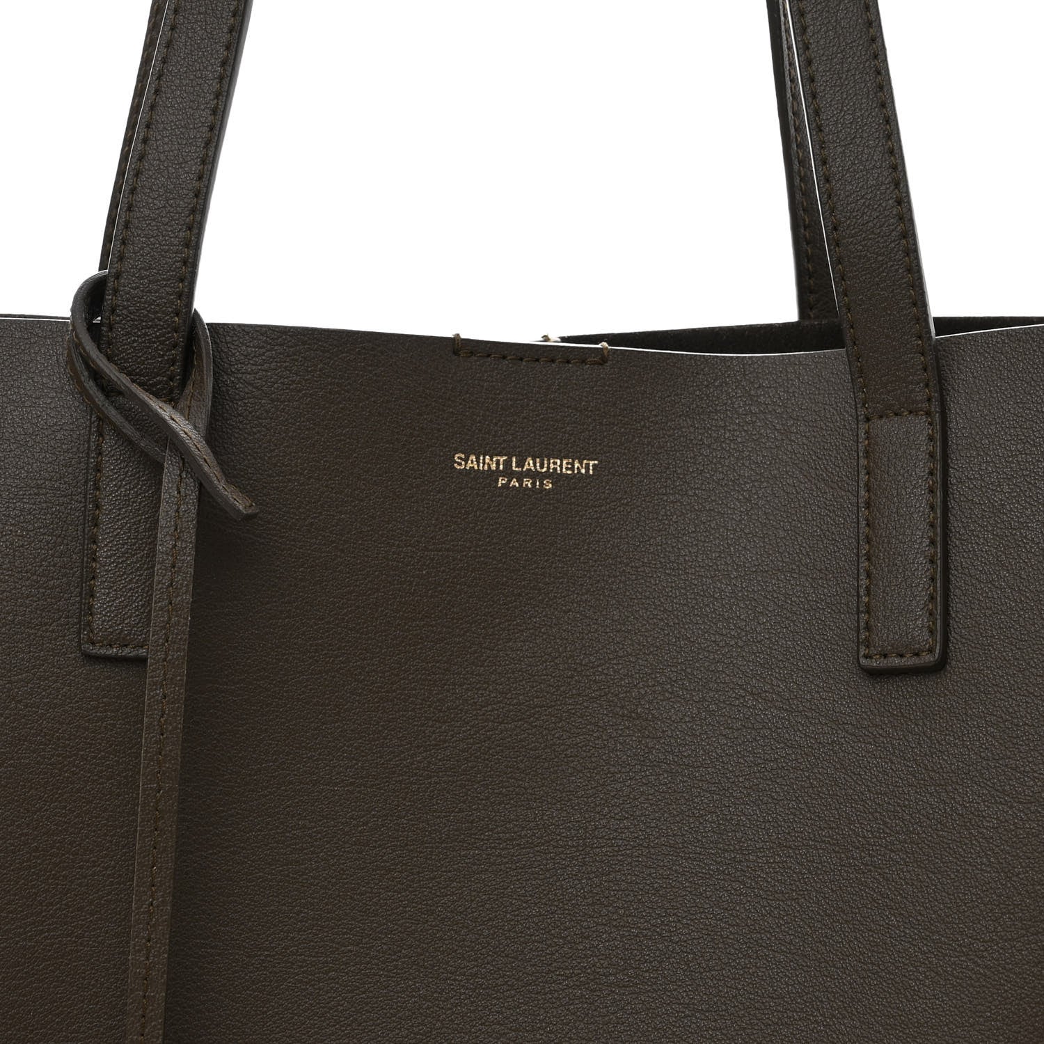 Saint Laurent Calfskin Large Shopping Tote Dark Green 7 of 9