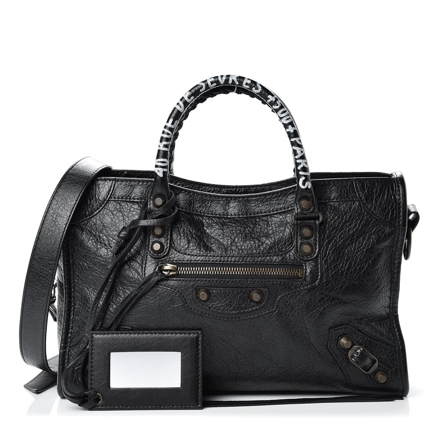Balenciaga Agneau Classic Hardware Graffiti Handles S City Black 1 of 12