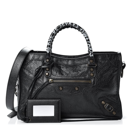 Balenciaga Agneau Classic Hardware Graffiti Handles S City Black 1 of 12