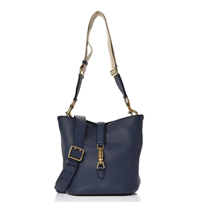 Gucci Soft Grained Calfskin Small Jackie Bucket Bag Classic Blue Marine 4 of 13