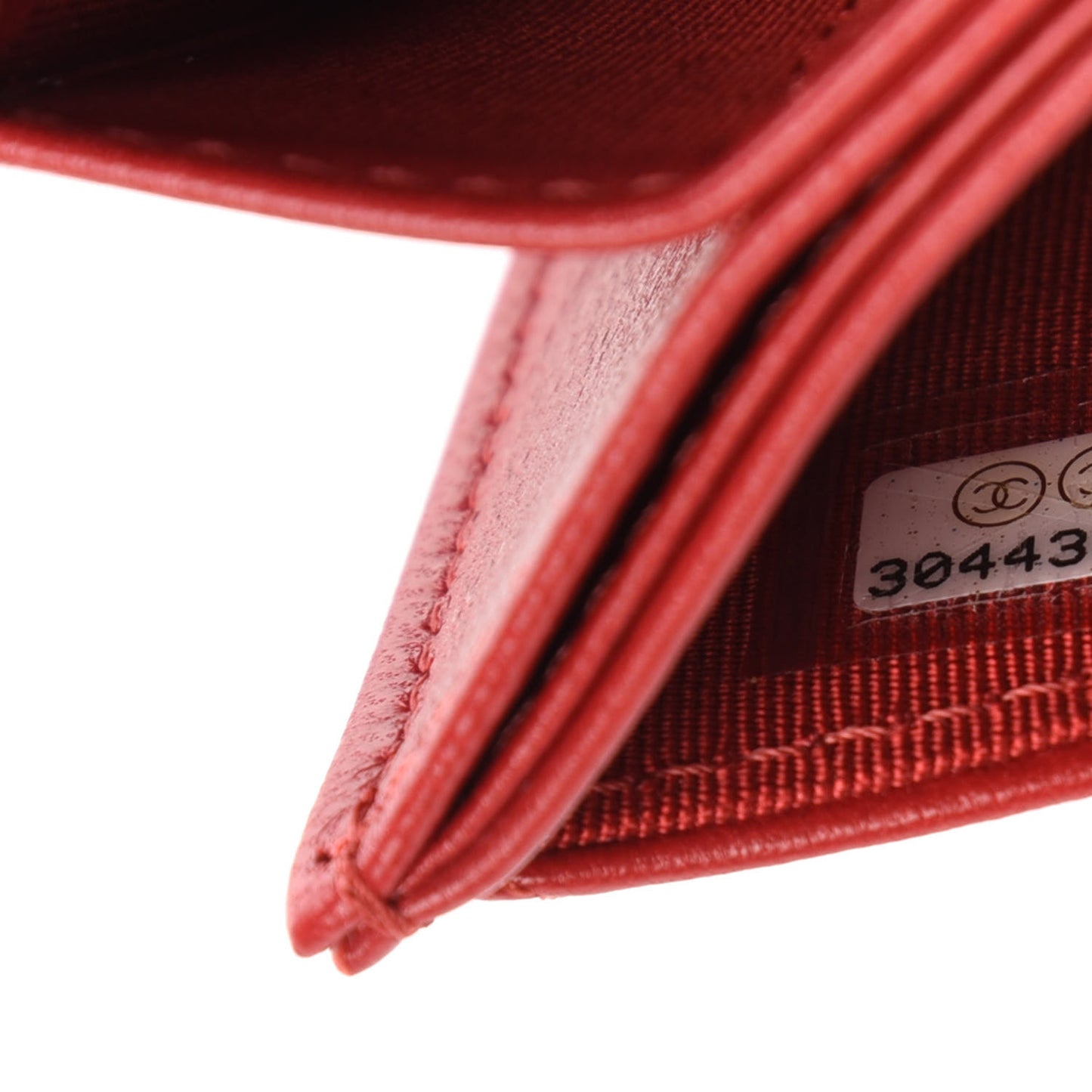 Lambskin Quilted Flap Card Holder On Chain Red