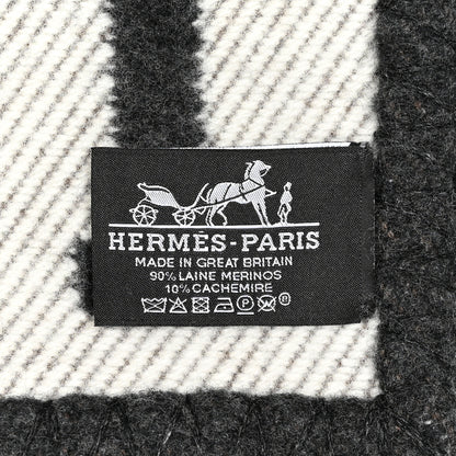 Hermes Wool Cashmere Avalon Blanket Ecru Gris Fonce 3 of 3