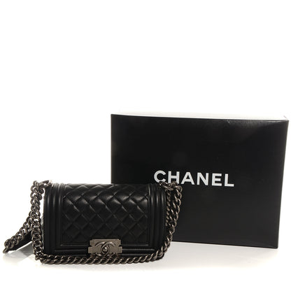 Chanel Metallic Calfskin Quilted Small Boy Flap Black 3 of 9