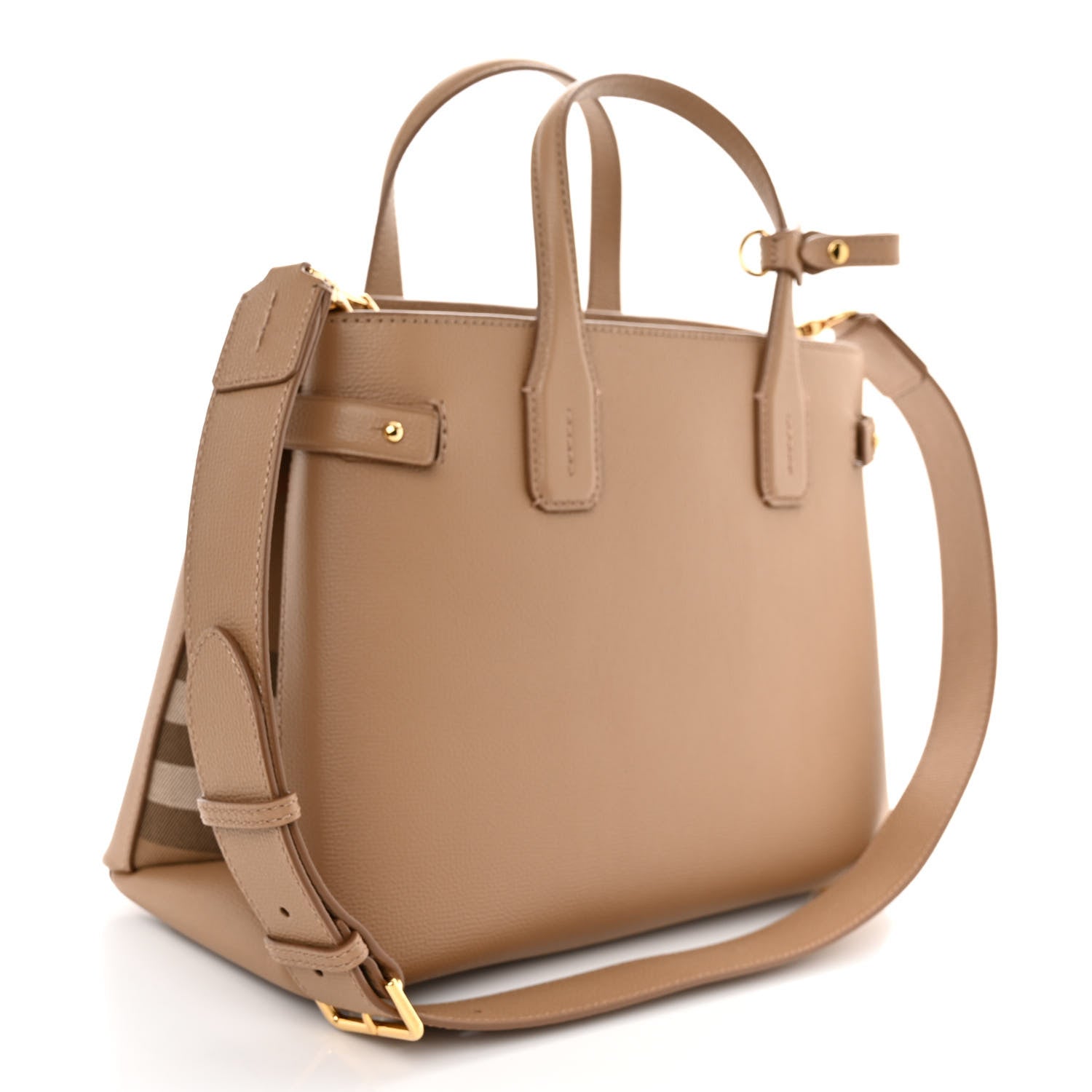 Burberry Derby Calfskin House Check Medium Banner Tote Camel 3 of 9