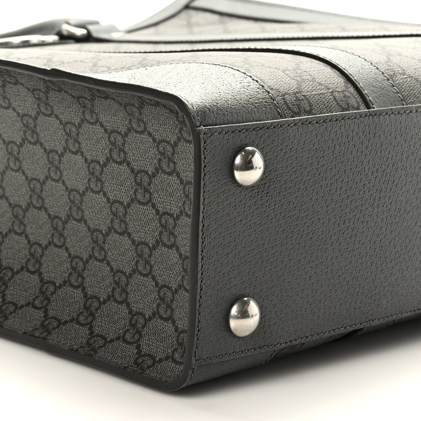 GG Supreme Monogram Textured Dollar Calfskin Medium Ophidia Tote Grey Black Graphite Grey