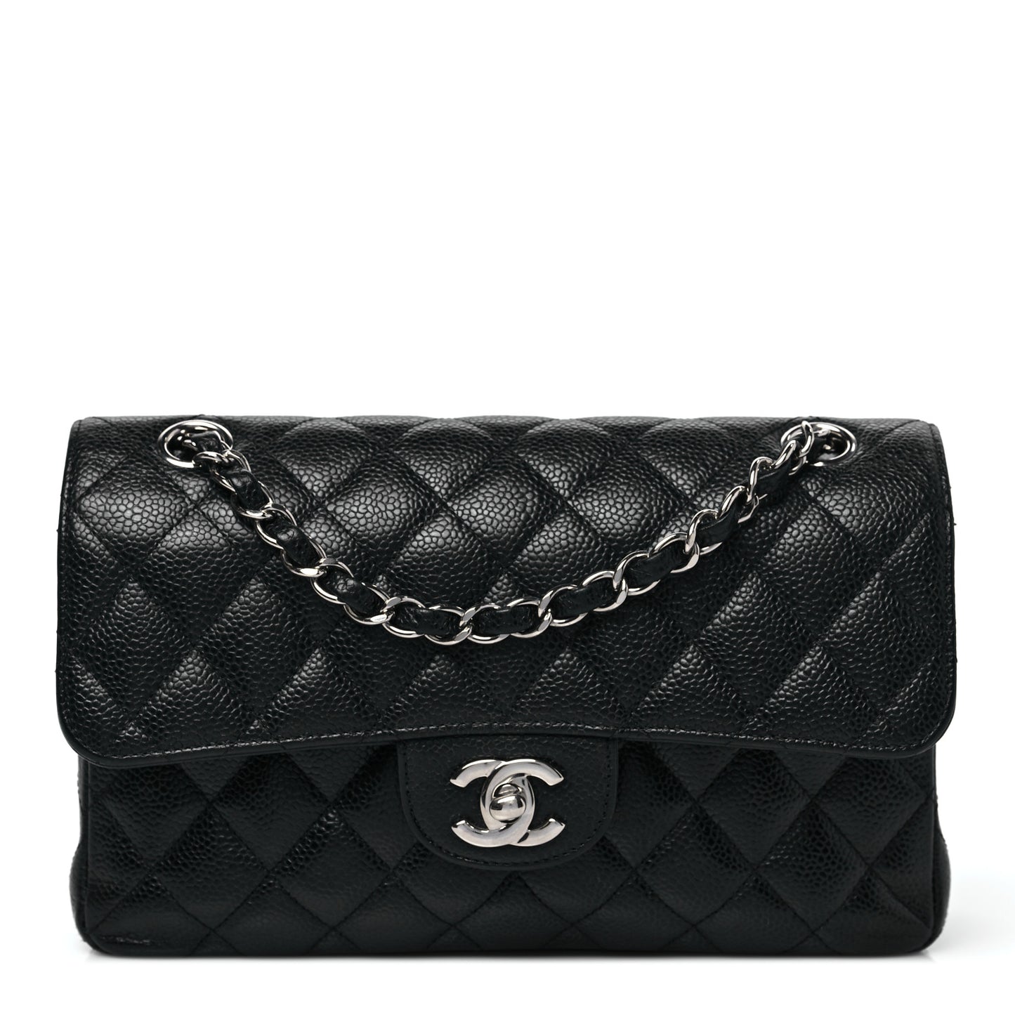Caviar Quilted Small Double Flap Black