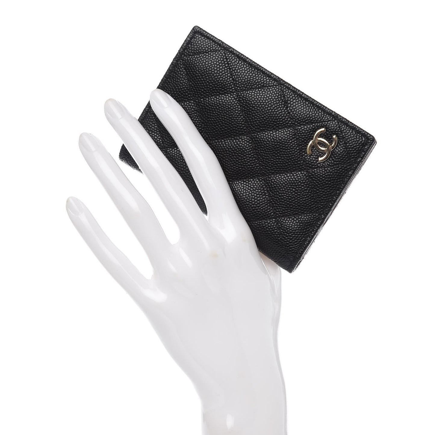 Caviar Quilted Card Holder Wallet Black