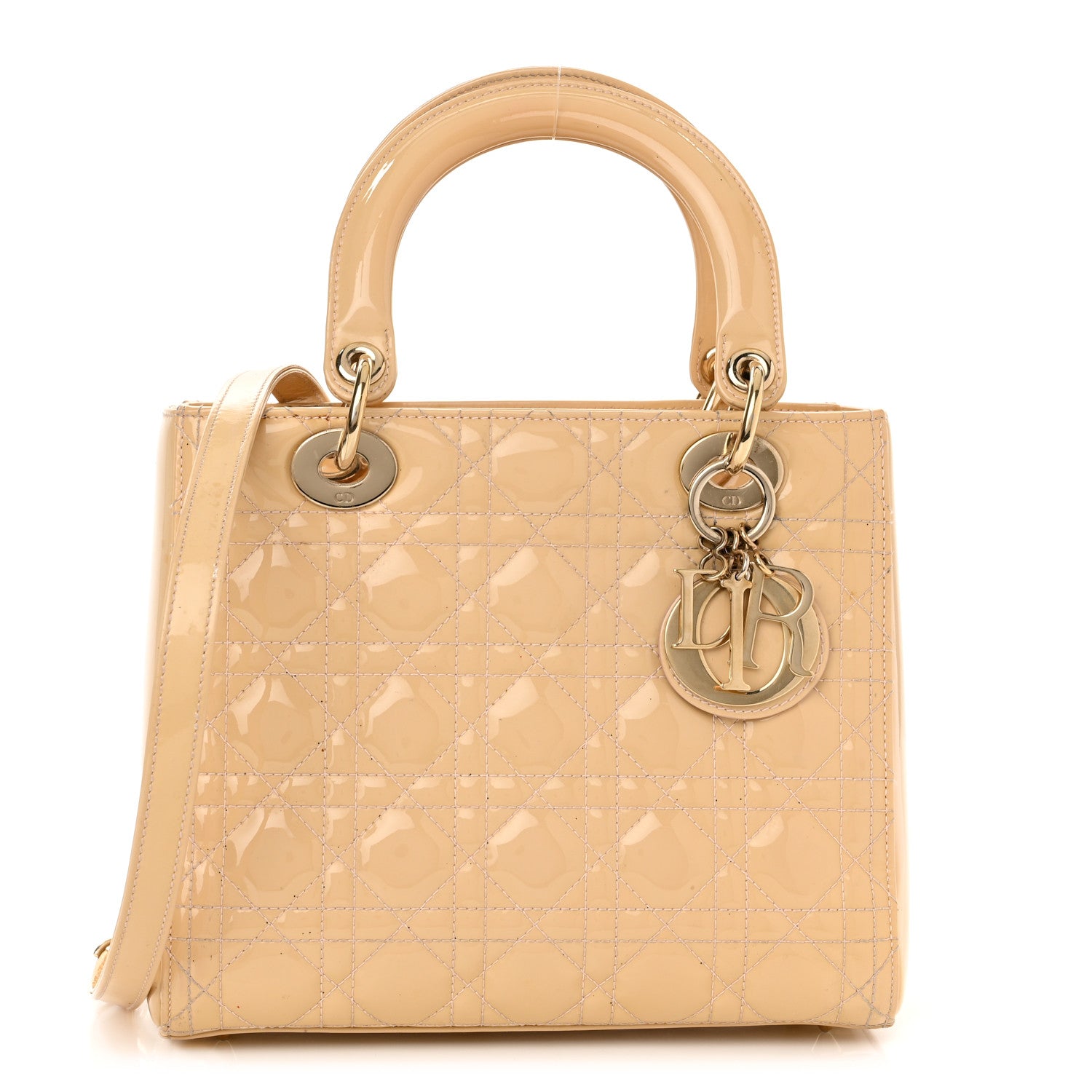 Christian Dior Patent Cannage Medium Lady Dior Beige 1 of 16