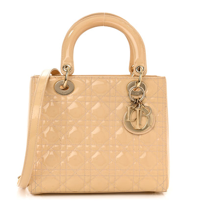 Christian Dior Patent Cannage Medium Lady Dior Beige 1 of 16