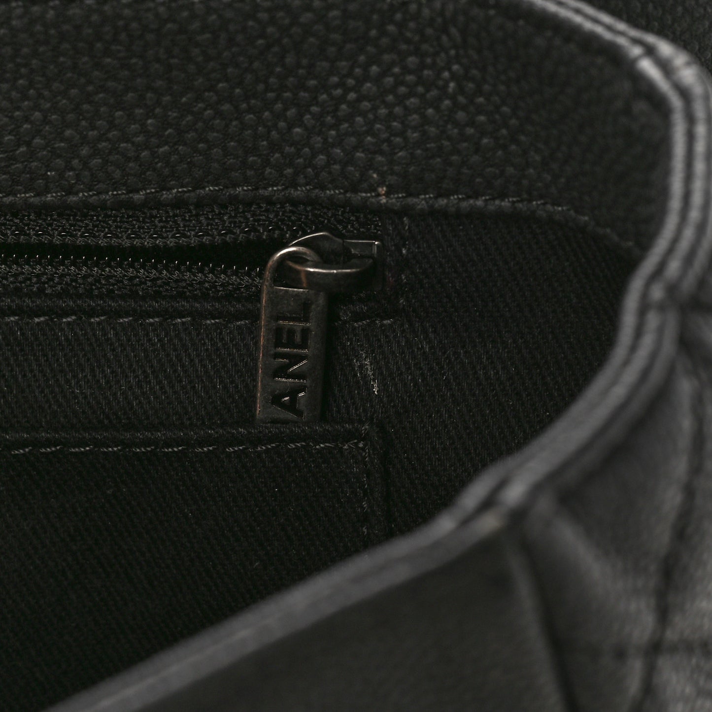 Washed Caviar Quilted Small Square Turn Around Ligne Flap Dark Grey