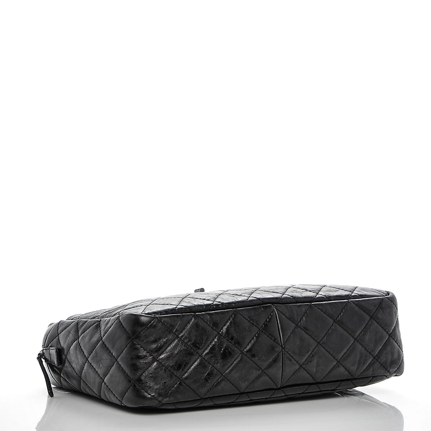 Metallic Aged Calfskin Quilted Large Reissue Camera Case Black