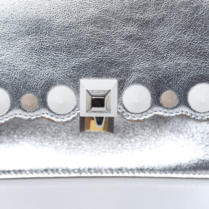 Fendi Vitello Catalan Mirror Scalloped Multi Studded Small Kan I Shoulder Bag Argento 11 of 12