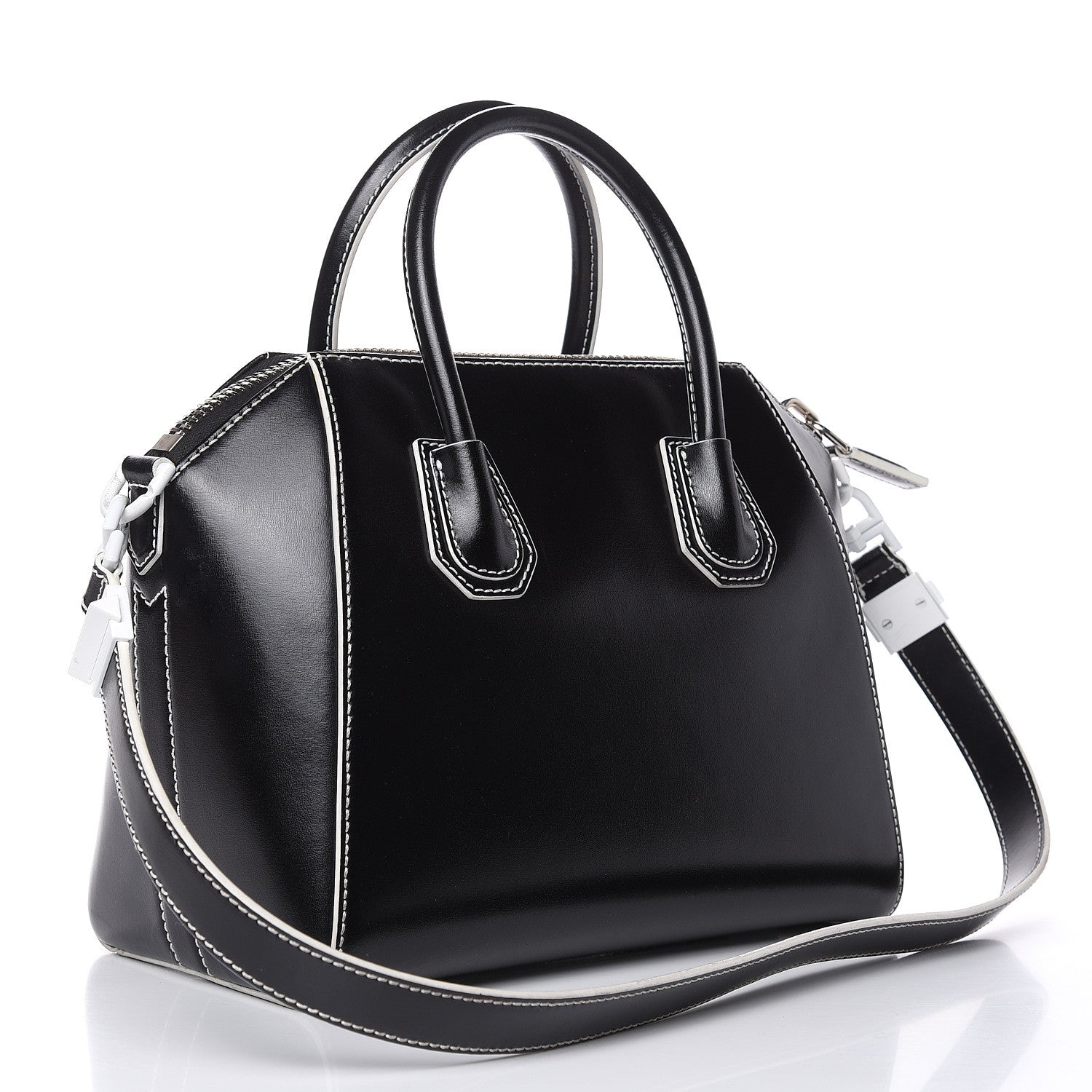 Givenchy Calfskin Contrast Topstitch Small Antigona Black White 3 of 14