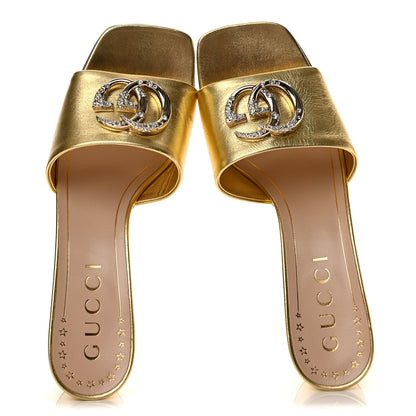 Gucci Metallic Nappa Horsebit Cross Strap 95mm Sandals 36 Gold 2 of 11