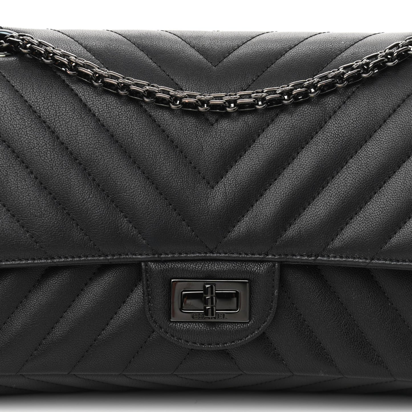 Sheepskin Chevron Quilted 2.55 Reissue 225 Double Flap So Black