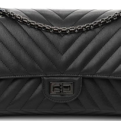 Chanel Sheepskin Chevron Quilted 2.55 Reissue 225 Double Flap So Black 8 of 11