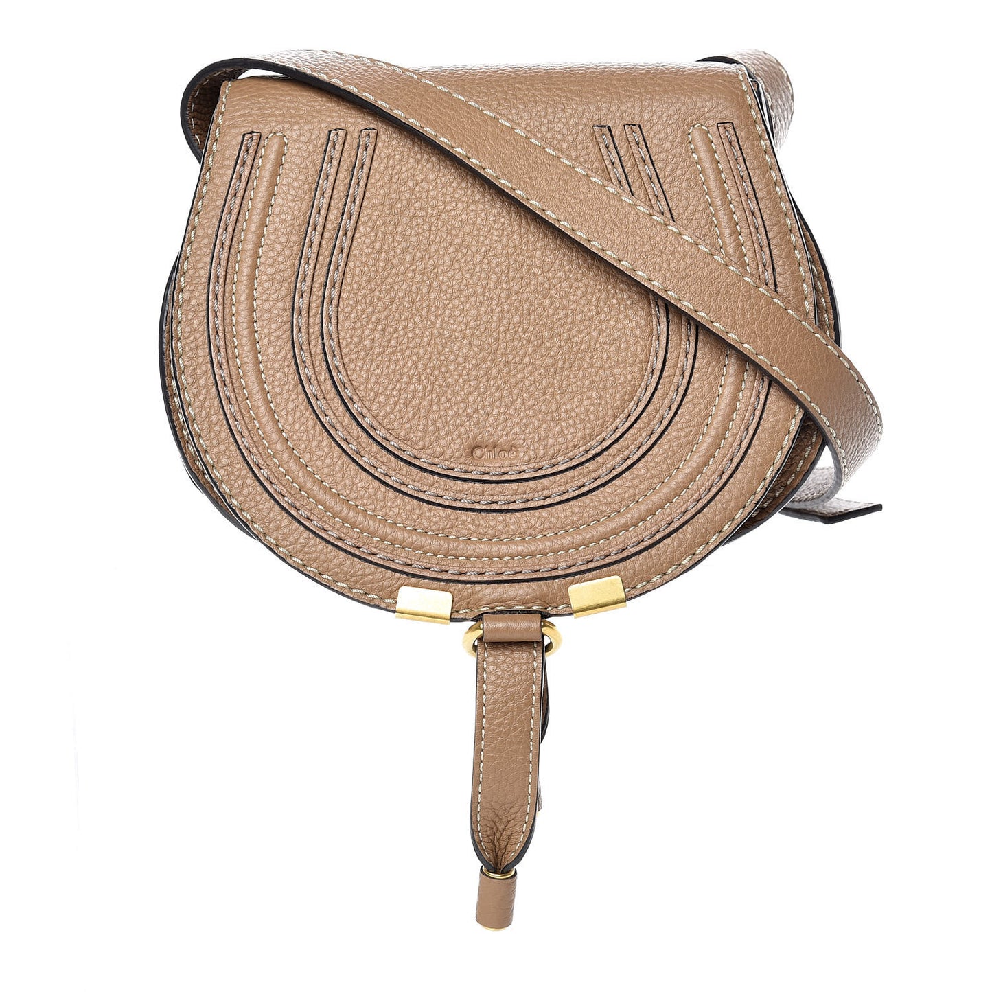 Calfskin Mini Marcie Round Crossbody Bag Nut