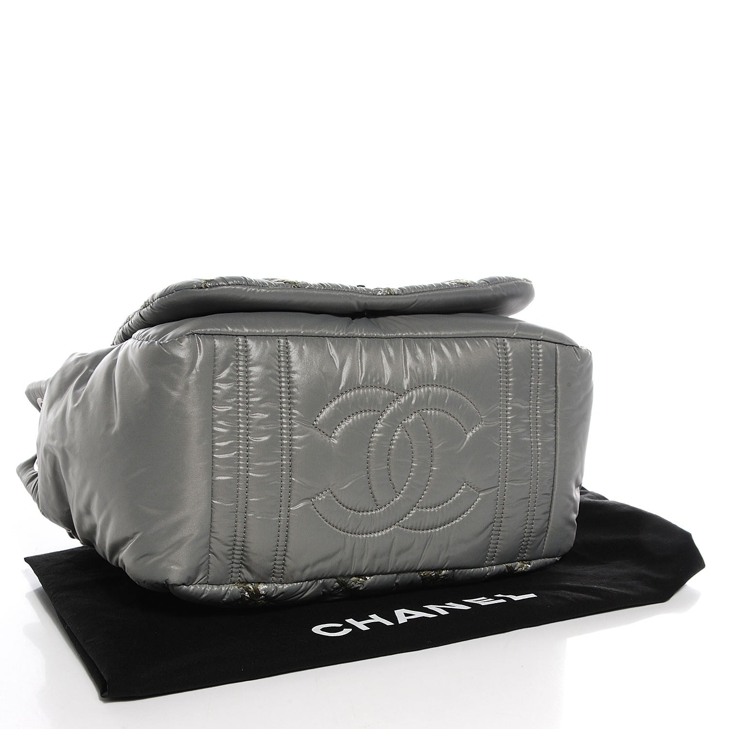 Chanel Nylon Quilted Tweed Stitch Bubble Flap Grey 4 of 7