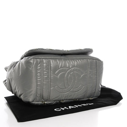 Chanel Nylon Quilted Tweed Stitch Bubble Flap Grey 4 of 7