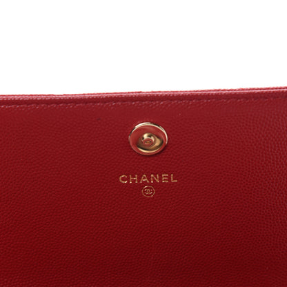 Chanel Caviar Quilted Square Wallet On Chain WOC Dark Red 8 of 11