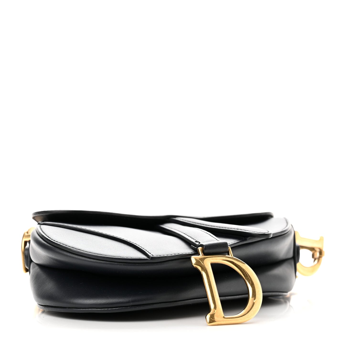 Grained Calfskin Mini Saddle Bag Navy