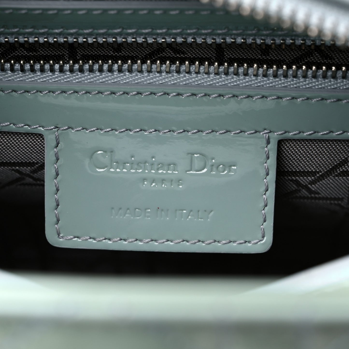 Patent Cannage Medium Lady Dior Blue Alcier