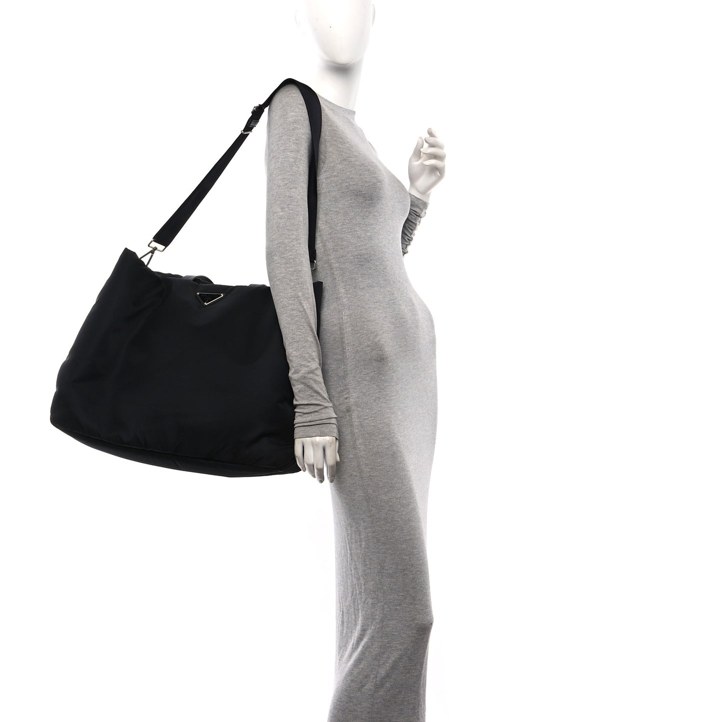 Tessuto Nylon Soft Padded Large Shopping Tote Black