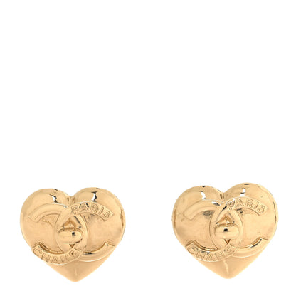 Chanel Metal CC Heart Turnlock Earrings Gold 1 of 6