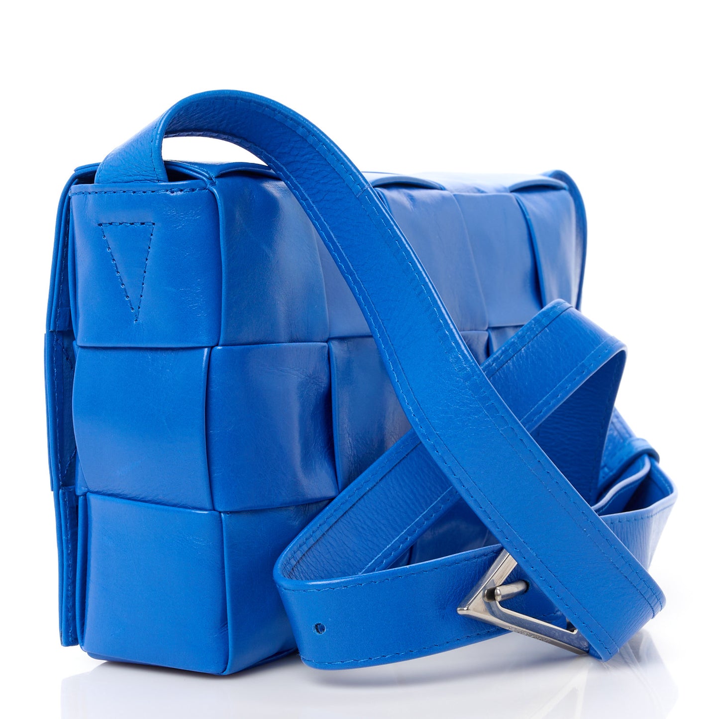Paper Calfskin Maxi Intreccio Cassette Crossbody Bag Cobalt