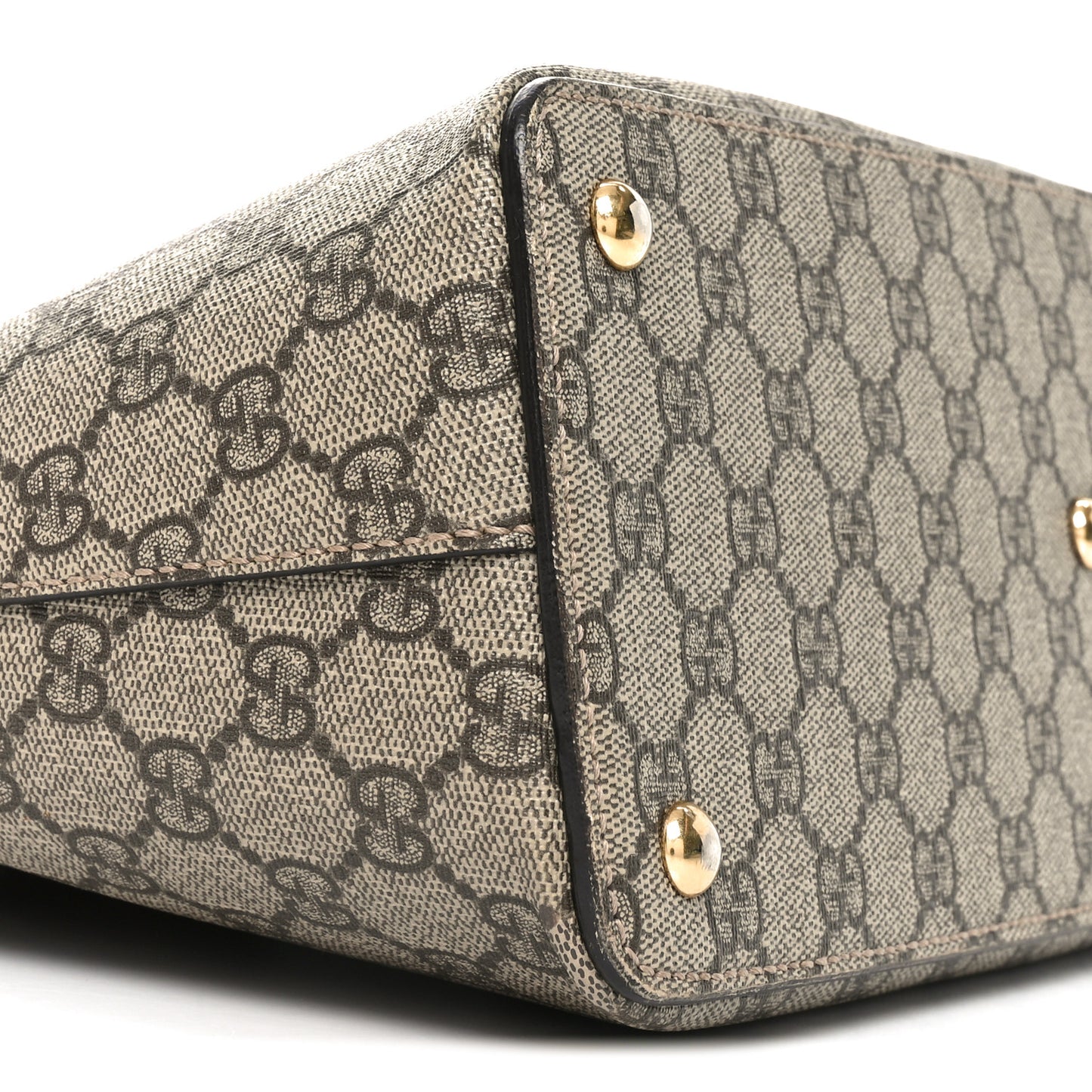 GG Supreme Monogram Moon Calfskin Small Zip Top Tote Beige Ebony Hibiscus Red New Rosette