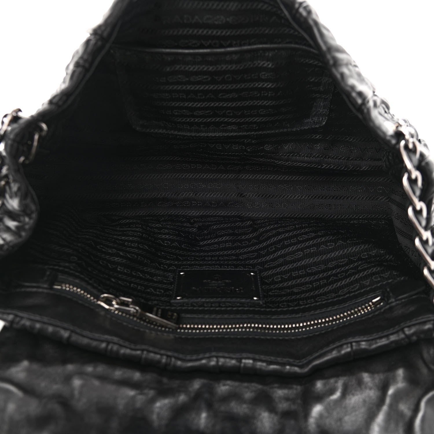 Prada Nappa Gaufre Flap Chain Shoulder Bag Black 5 of 9
