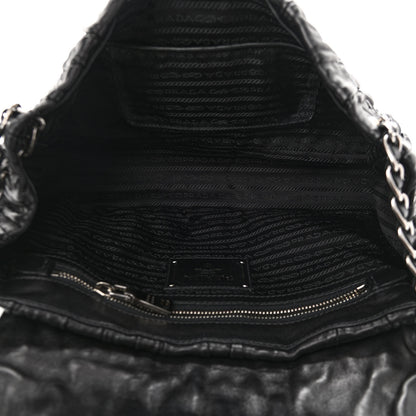 Prada Nappa Gaufre Flap Chain Shoulder Bag Black 5 of 9
