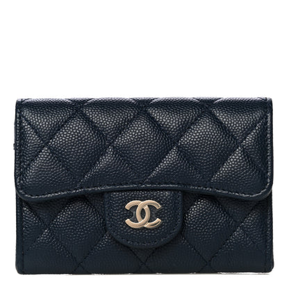 Chanel Caviar Quilted Flap Card Holder Wallet Navy Blue 1 of 11
