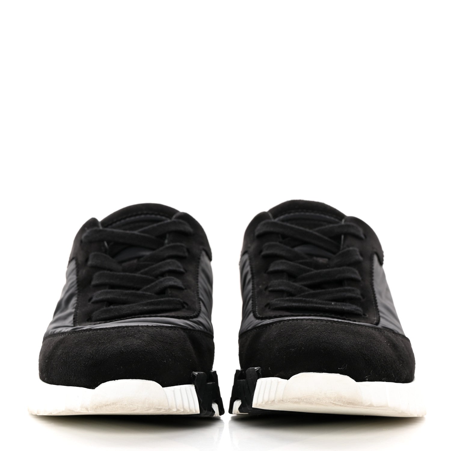 Hermes Parachute Fabric Suede Goatskin Bouncing Sneakers 37 Black 2 of 18