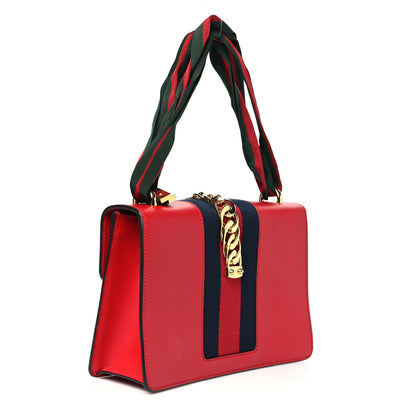 Gucci Calfskin Small Sylvie Shoulder Bag Hibiscus Red 3 of 10