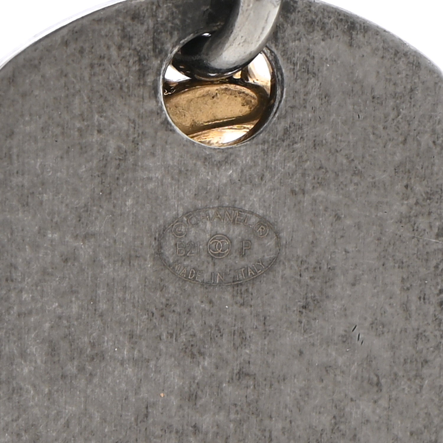 Chanel Ruthenium ID Dog Tag Charm Necklace Silver Gold 5 of 6